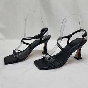 🔥MARC FISHER🔥PADDED CALINDA BLACK ANKLE STRAP HEELED SANDALS WOMENS 5 NWOB
